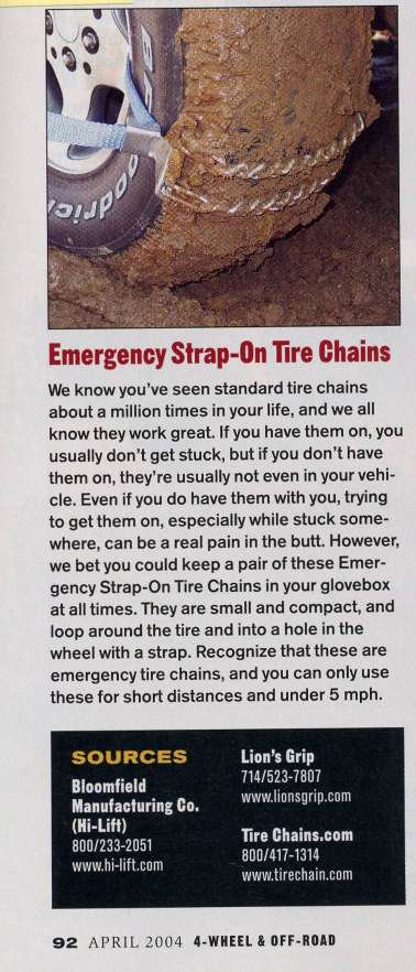 Emergency Strap on Tire Chains Article
