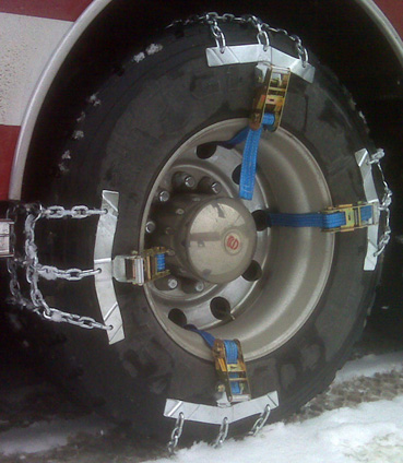 Ratchet Strap on Tire Chains