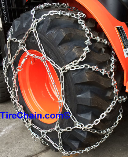 snow chains diamond pattern on tractor