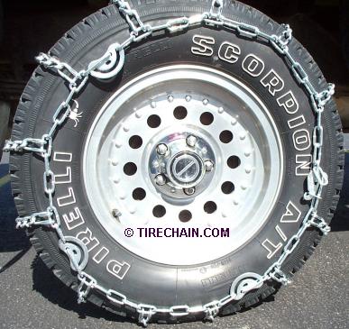 tire chains mounted